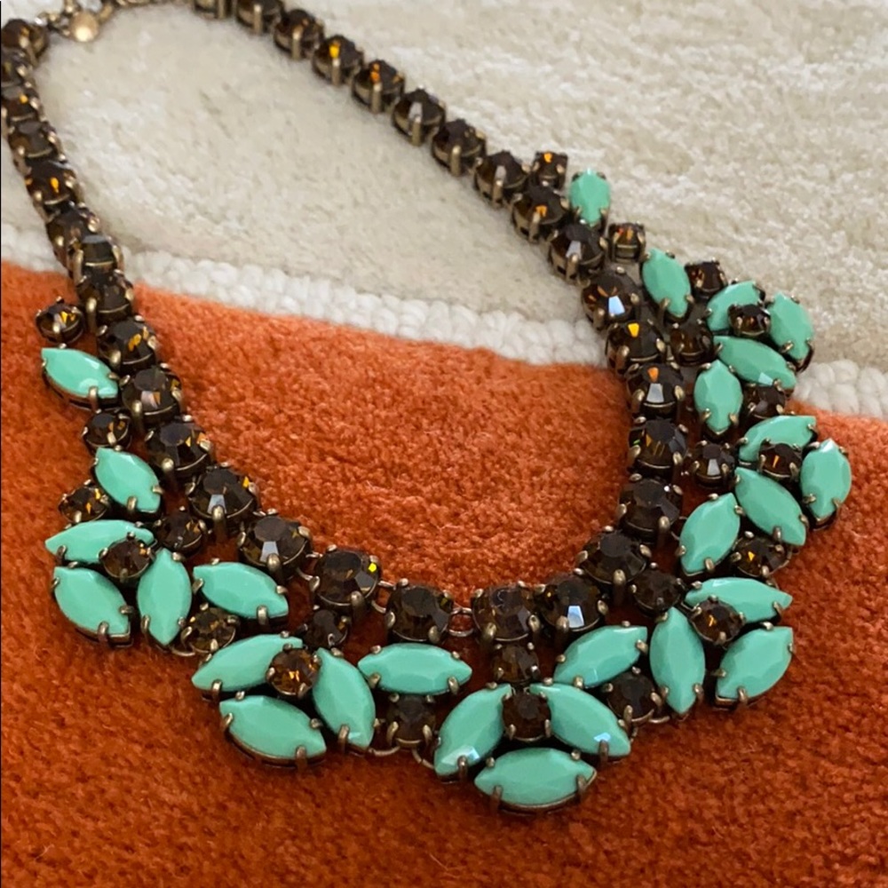 J Crew Mint Crystal Fall Statement Necklace - image 3